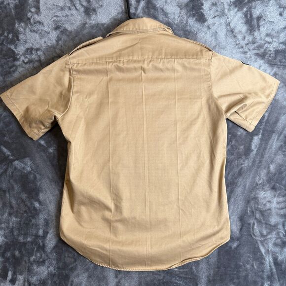 US Military Khaki Twill Button Up Short Sleeve Size Medium Tan - Picture 7 of 7